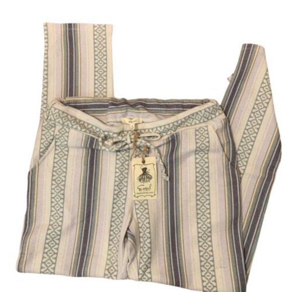 Easel Womens Stripe Pants Size S NEW Look of Linen Comfort of Cotton Easy Summer - Picture 4 of 9